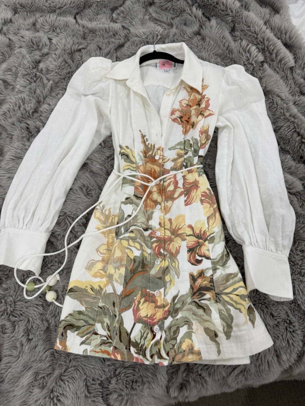 Significant other White Floral Button-Front Mini Dress